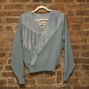 70s/80s Western-inspired sweater w/ fringe accent